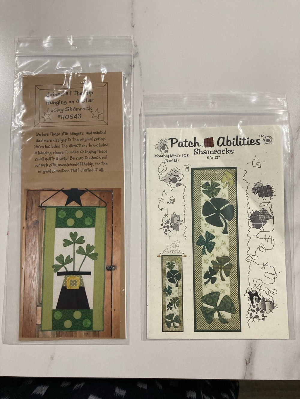 Lot of 2 St Patrick’s Day shamrock quilt patterns NIP